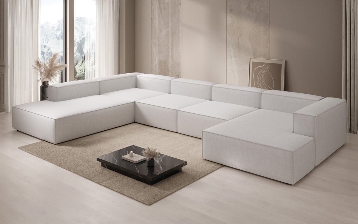 Designbank Lesley U XXL in linnen-look