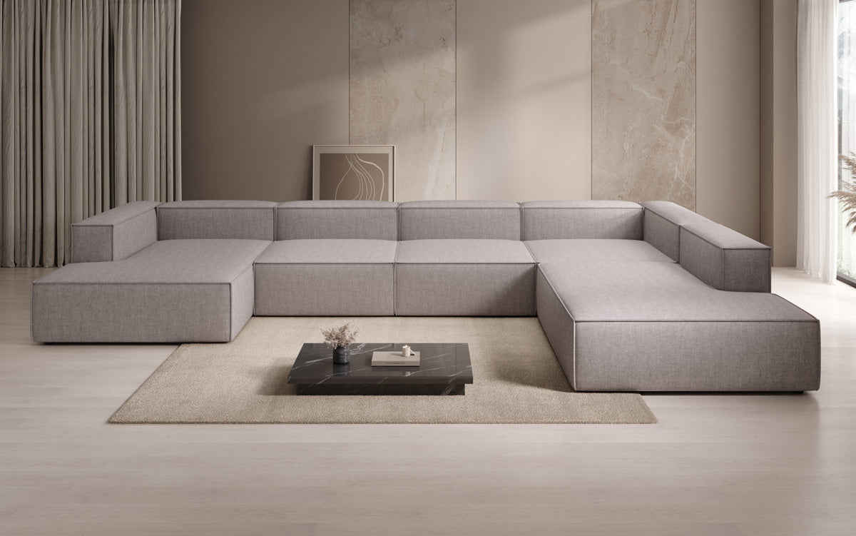 Designbank Lesley U XXL in linnen-look