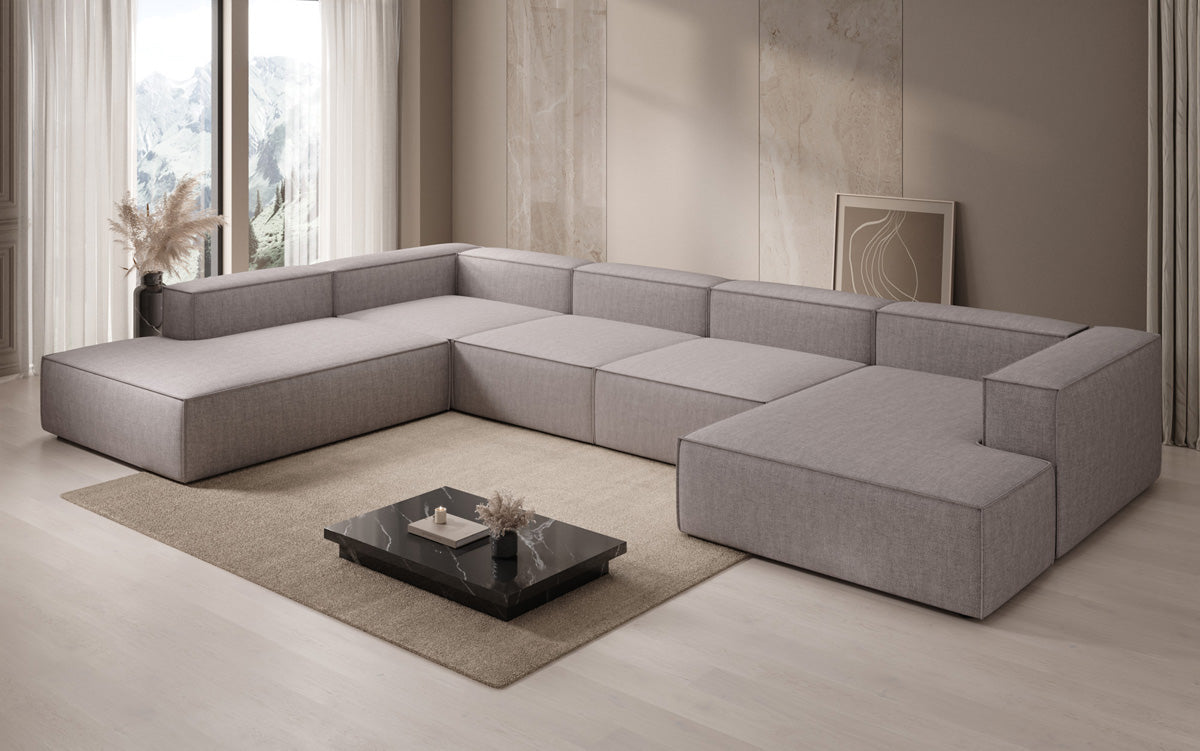 Designbank Lesley U XXL in linnen-look