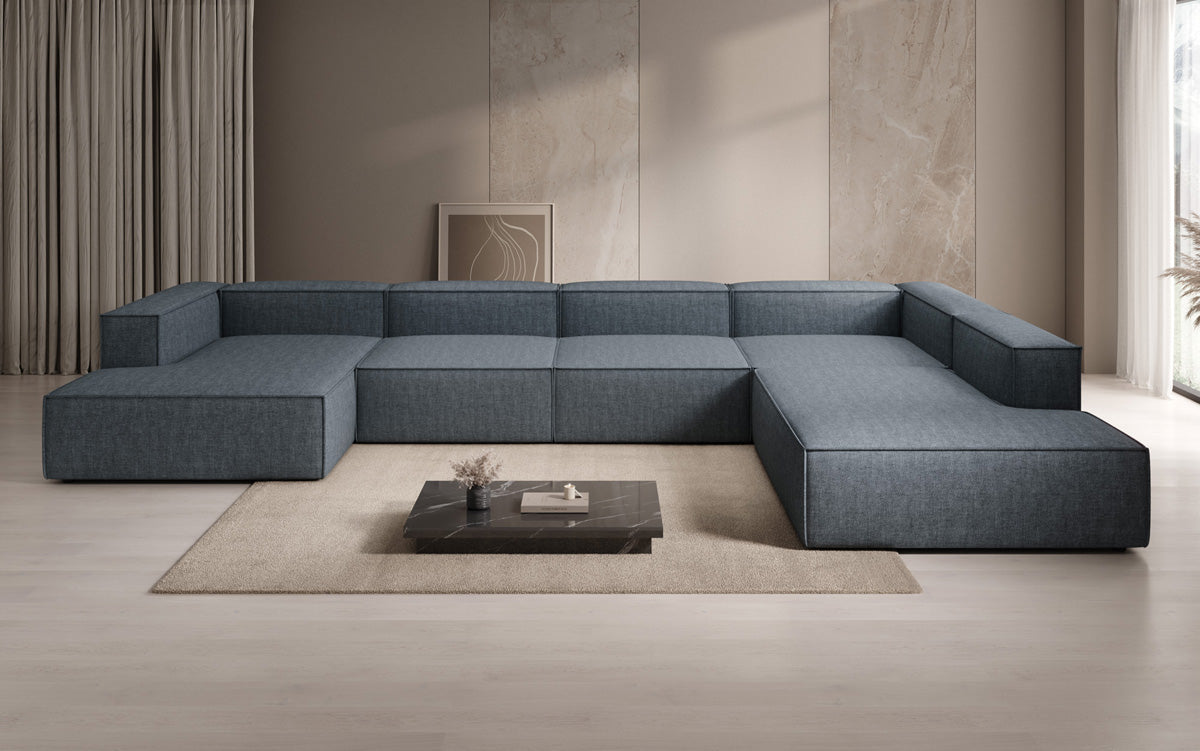 Designbank Lesley U XXL in linnen-look