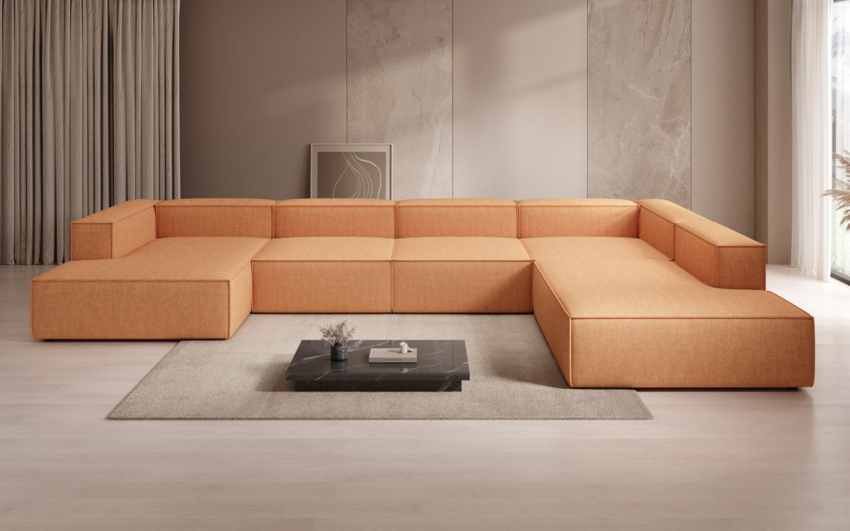 Designbank Lesley U XXL in linnen-look