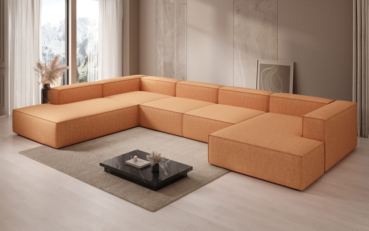 Designbank Lesley U XXL in linnen-look