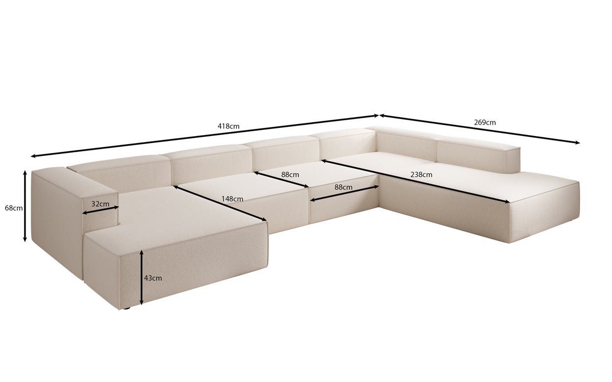 Designbank Lesley U XXL in structuurstof