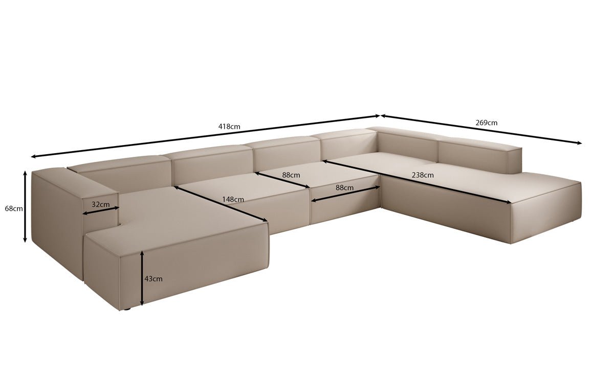Designer Sofa Lesley U XXL in Stof