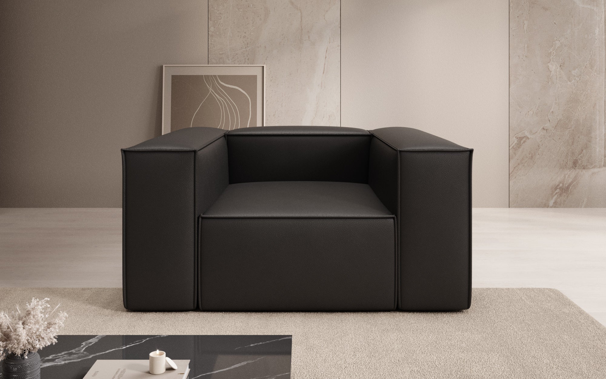 Designer bank-fauteuil Lesley in echt leer