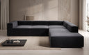 Designer-hoekbank Lesley met lange ottomane in structuurstof