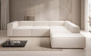 Designer-hoekbank Lesley met lange ottomane in structuurstof