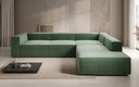 Designer-hoekbank Lesley met lange ottomane in structuurstof