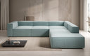 Designer-hoekbank Lesley met lange ottomane in structuurstof