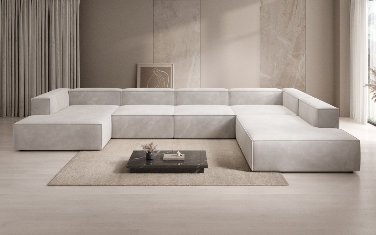 Designerbank Lesley U XXL in Fluweel