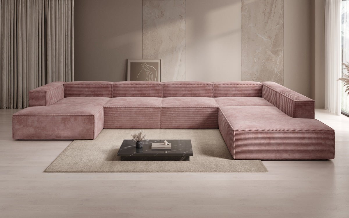 Designer Sofa Lesley U XXL in Ribstof
