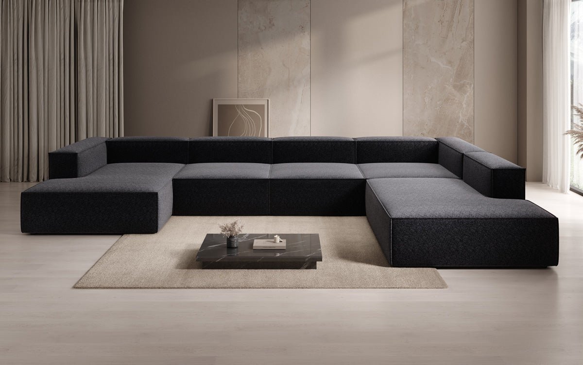 Designbank Lesley U XXL in structuurstof