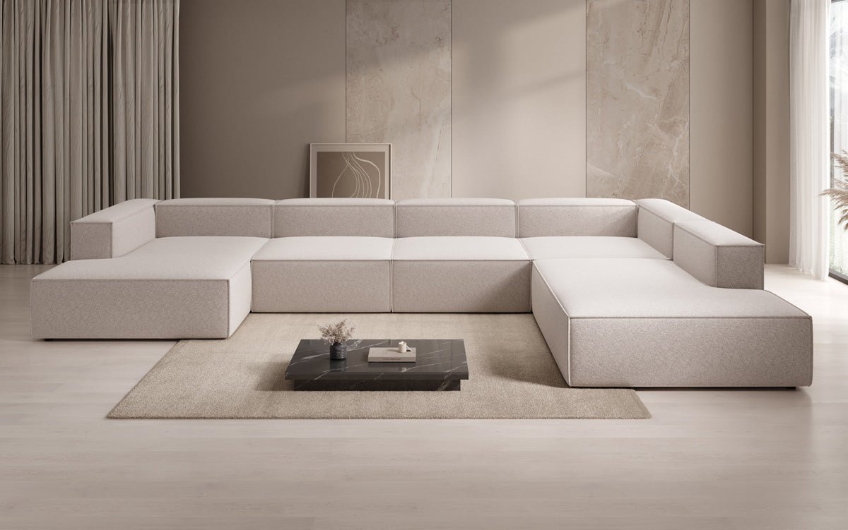 Designbank Lesley U XXL in structuurstof