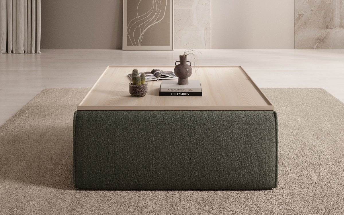 Bijzettafel/salontafel Lesley met opbergruimte in Bouclé