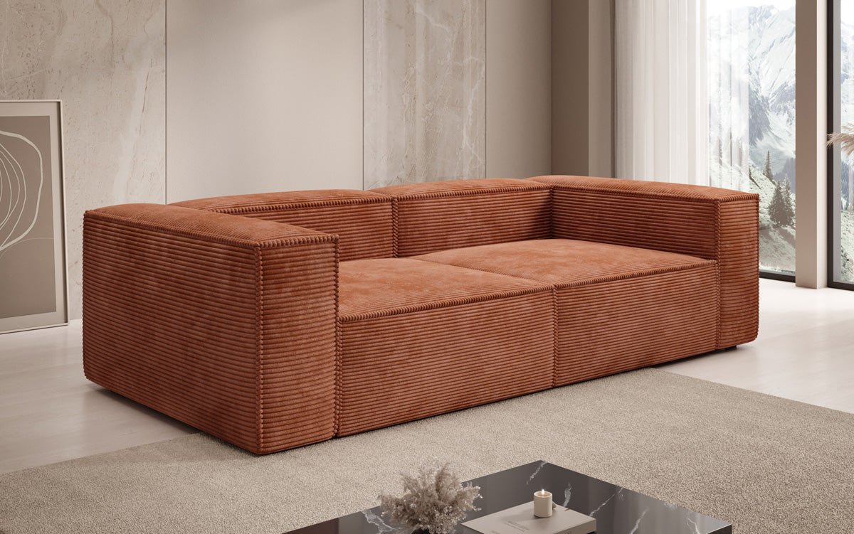 Designer Sofa Lesley 3-zits in Ribstof