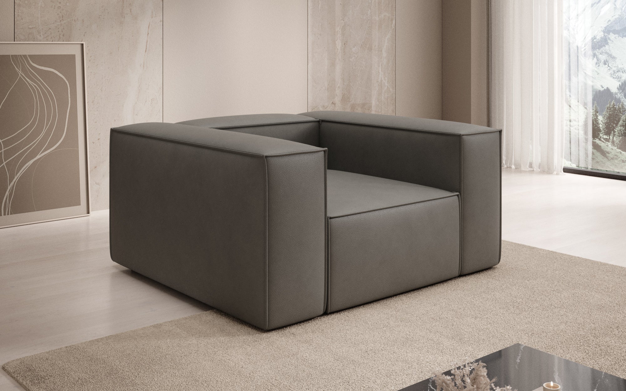 Designer bank-fauteuil Lesley in echt leer