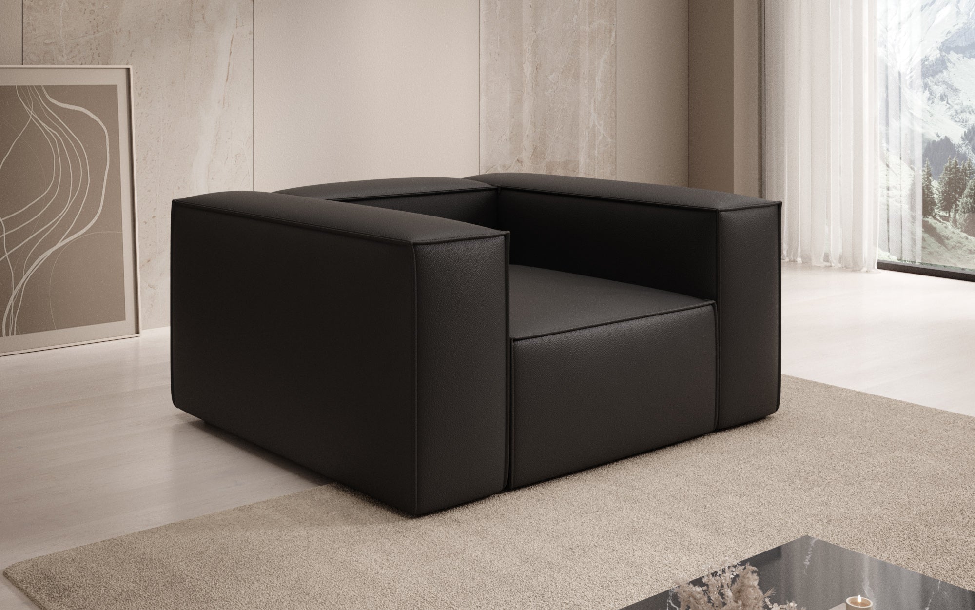 Designer bank-fauteuil Lesley in echt leer