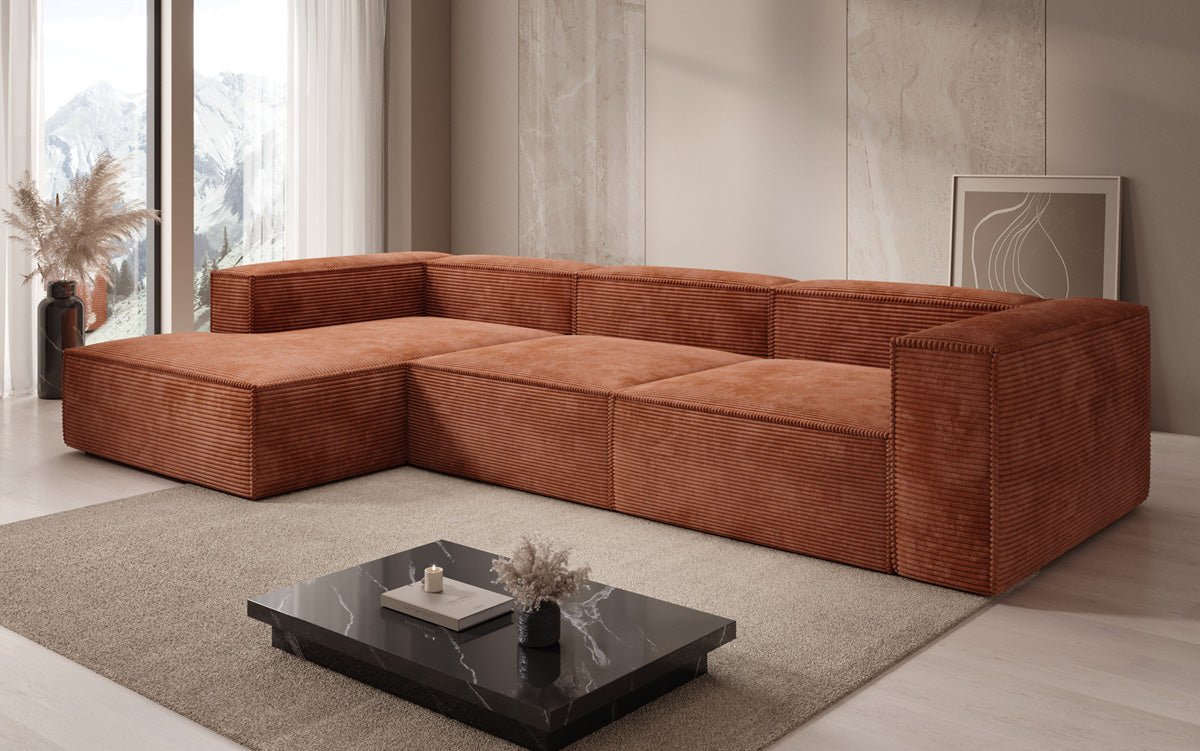 Designer Sofa Lesley L in Ribstof