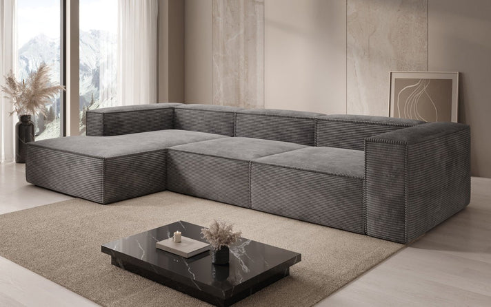 Designer hoekbank Lesley in Ribstof