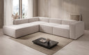 Designer-hoekbank Lesley met lange ottomane in structuurstof