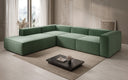 Designer-hoekbank Lesley met lange ottomane in structuurstof