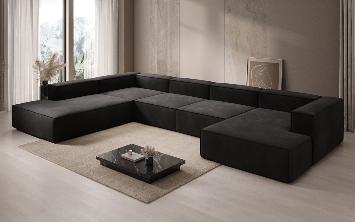 Designerbank Lesley U XXL in Fluweel
