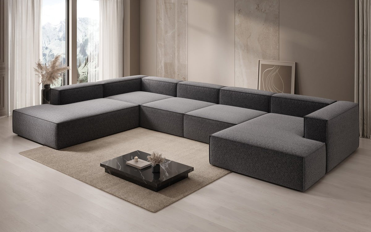 Designbank Lesley U XXL in structuurstof