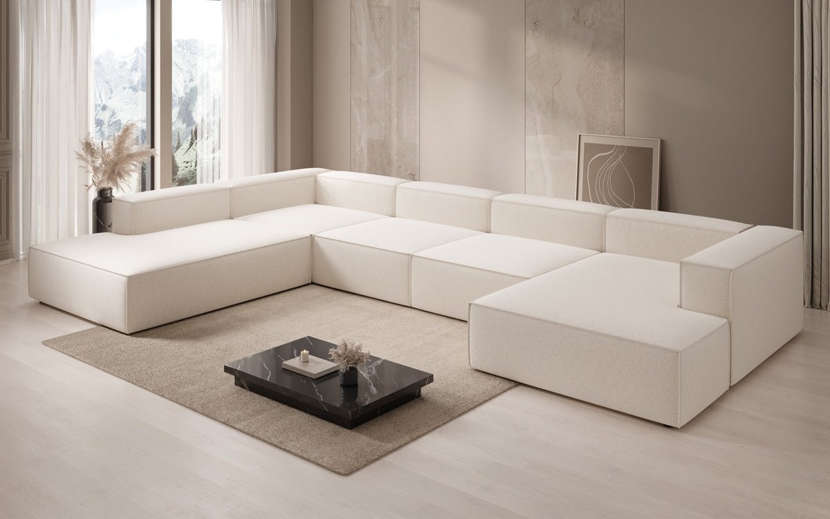 Designbank Lesley U XXL in structuurstof