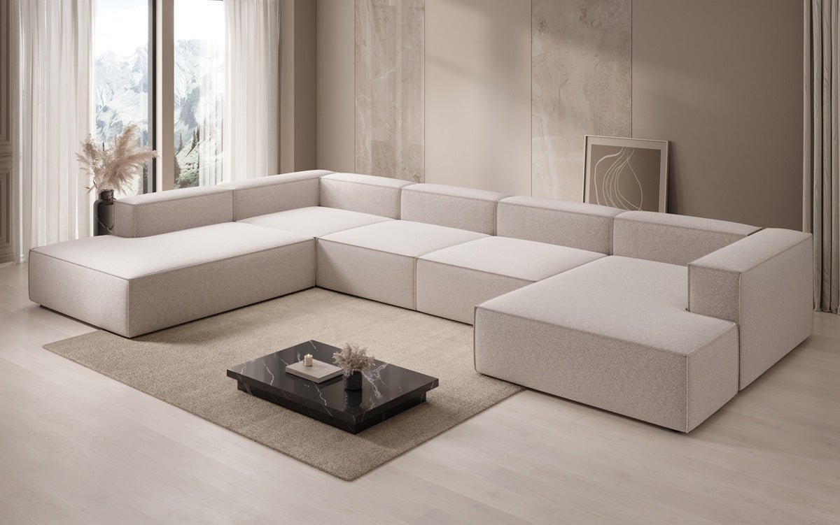 Designbank Lesley U XXL in structuurstof