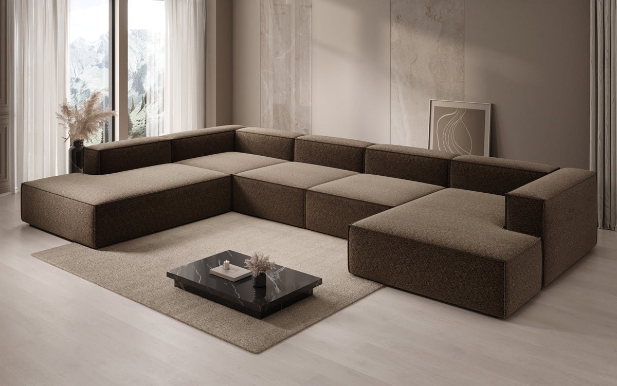 Designbank Lesley U XXL in structuurstof