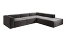 Designer-hoekbank Lesley met lange ottomane in structuurstof
