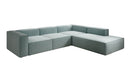 Designer-hoekbank Lesley met lange ottomane in structuurstof