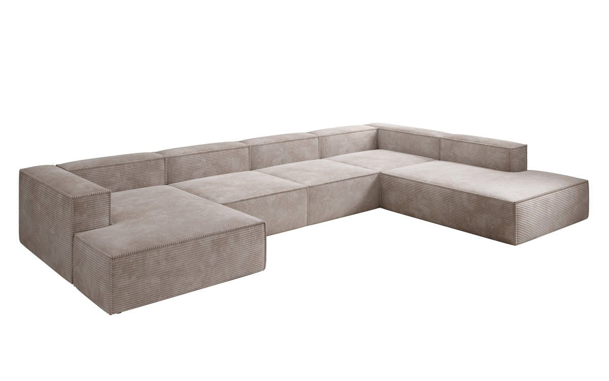 Designer Sofa Lesley U XXL in Ribstof