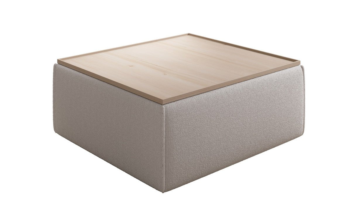 Bijzettafel/salontafel Lesley met opbergruimte in Bouclé