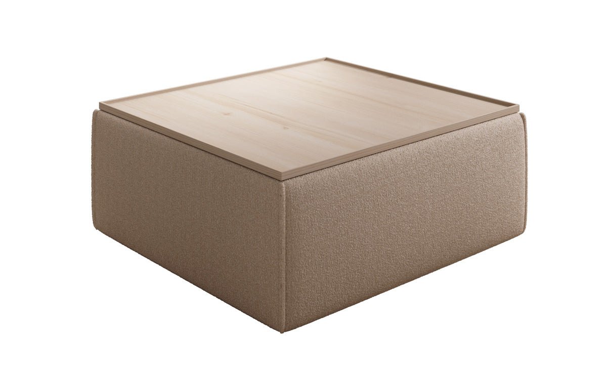 Bijzettafel/salontafel Lesley met opbergruimte in Bouclé