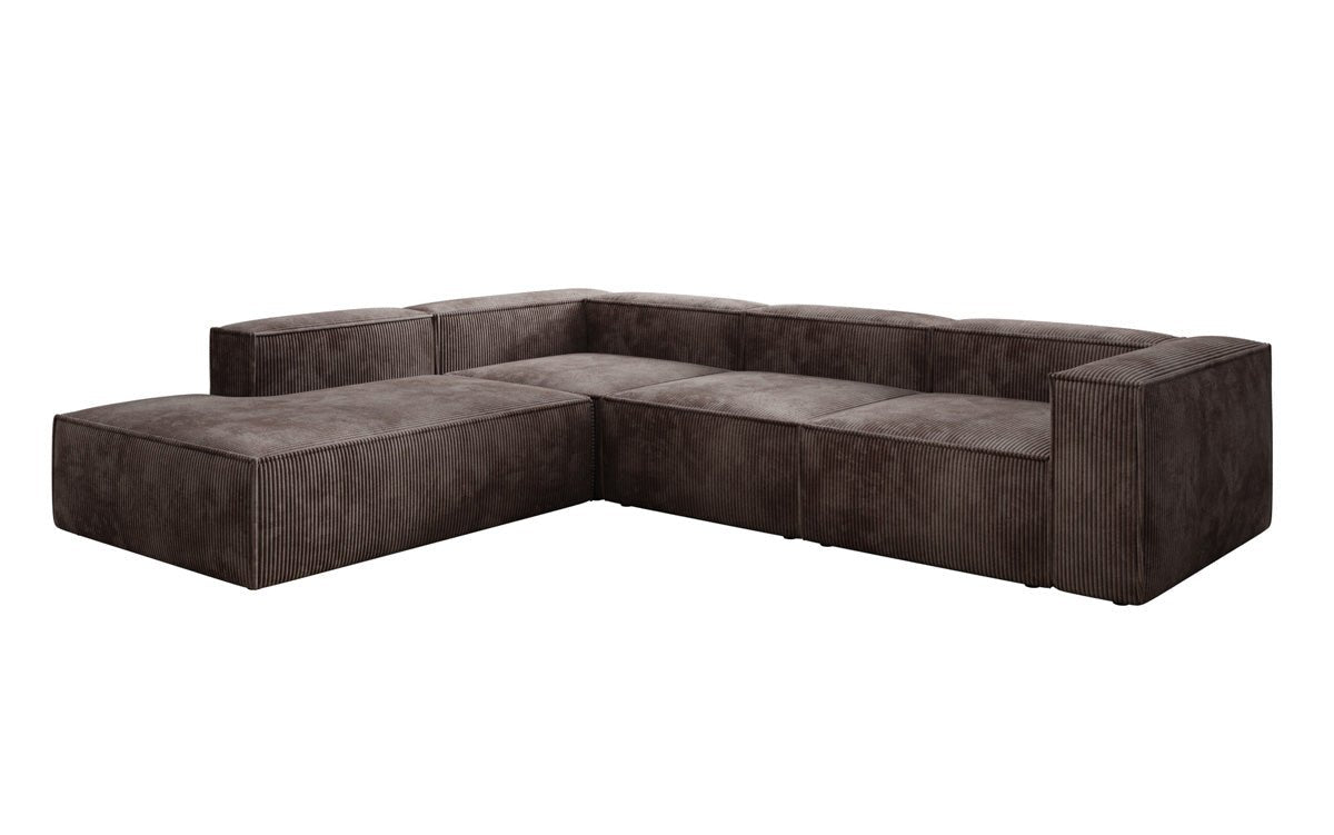 Designer Sofa Lesley L met lange ottomaan in Ribstof