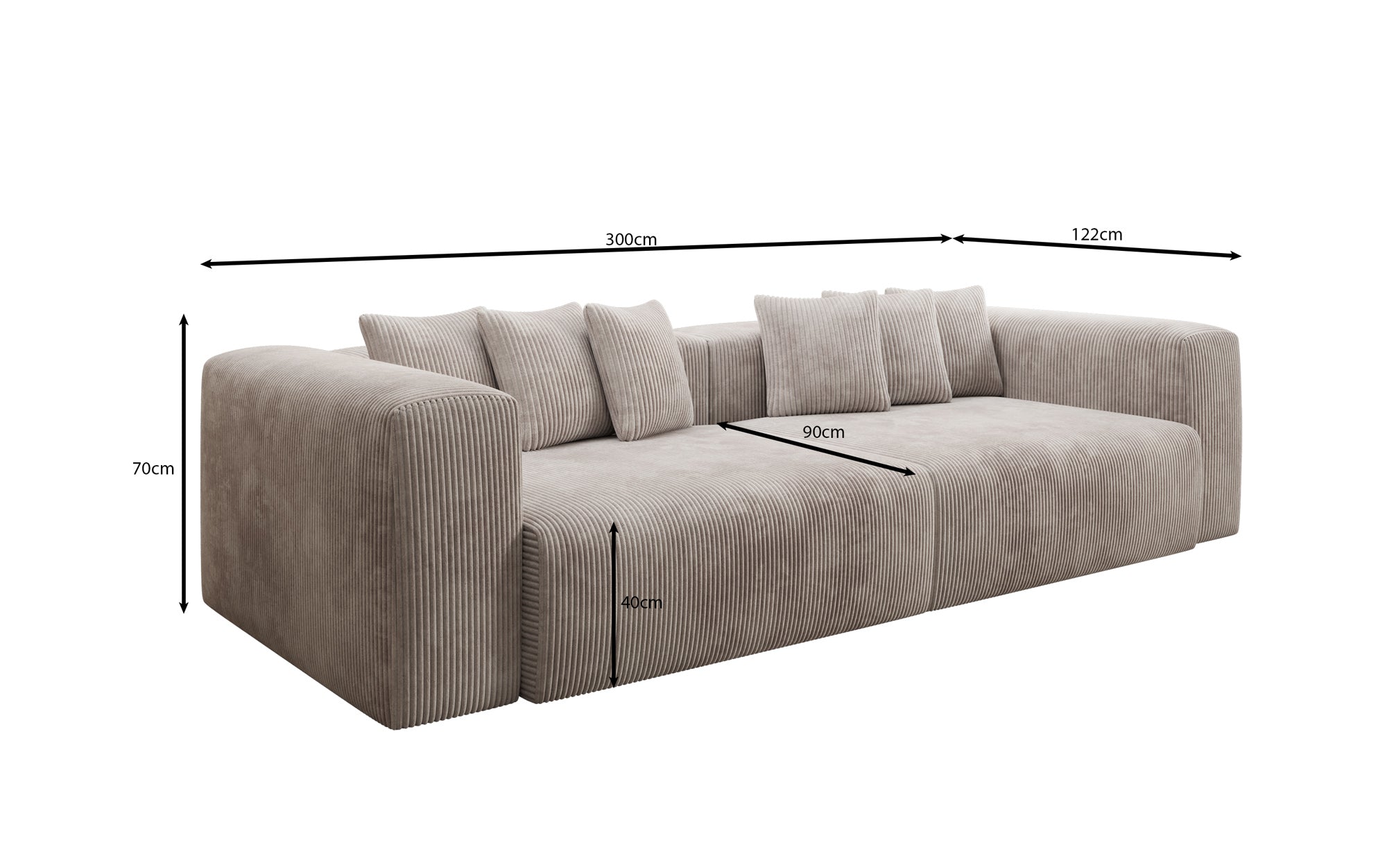 Designbank Tully 3-zits in Ribstof
