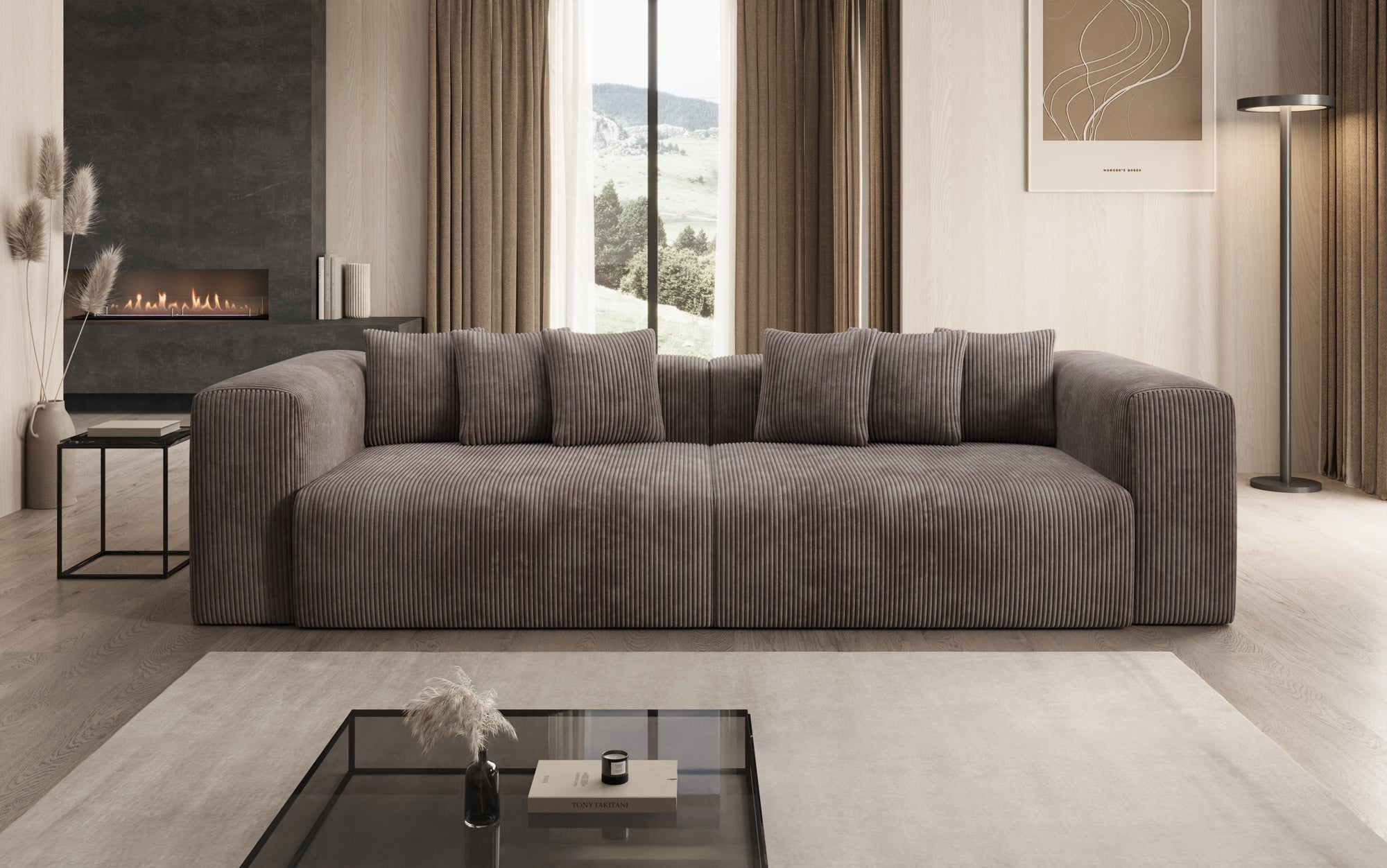 Designbank Tully 3-zits in Ribstof