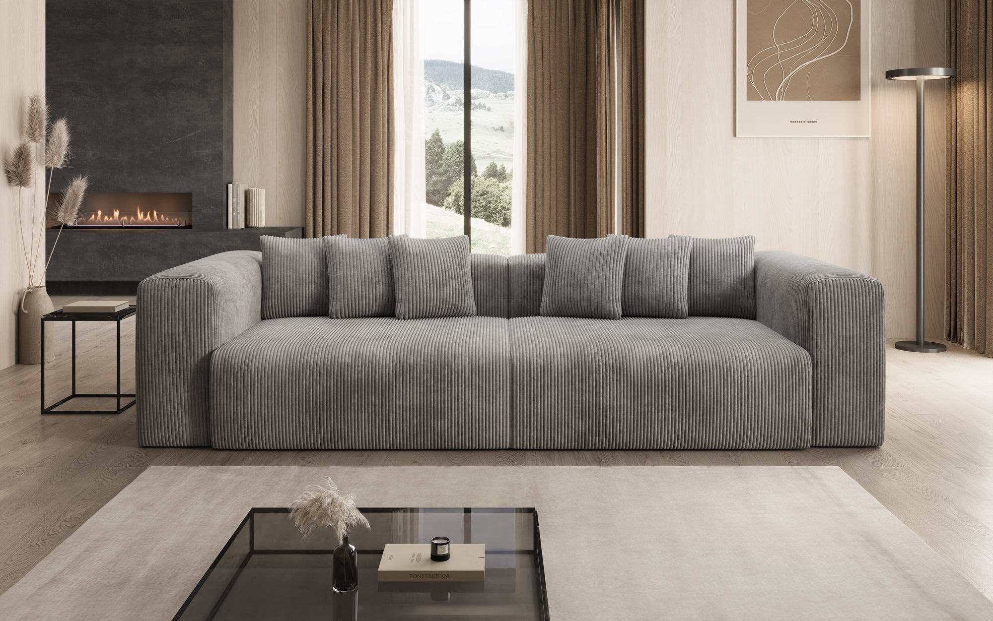 Designbank Tully 3-zits in Ribstof