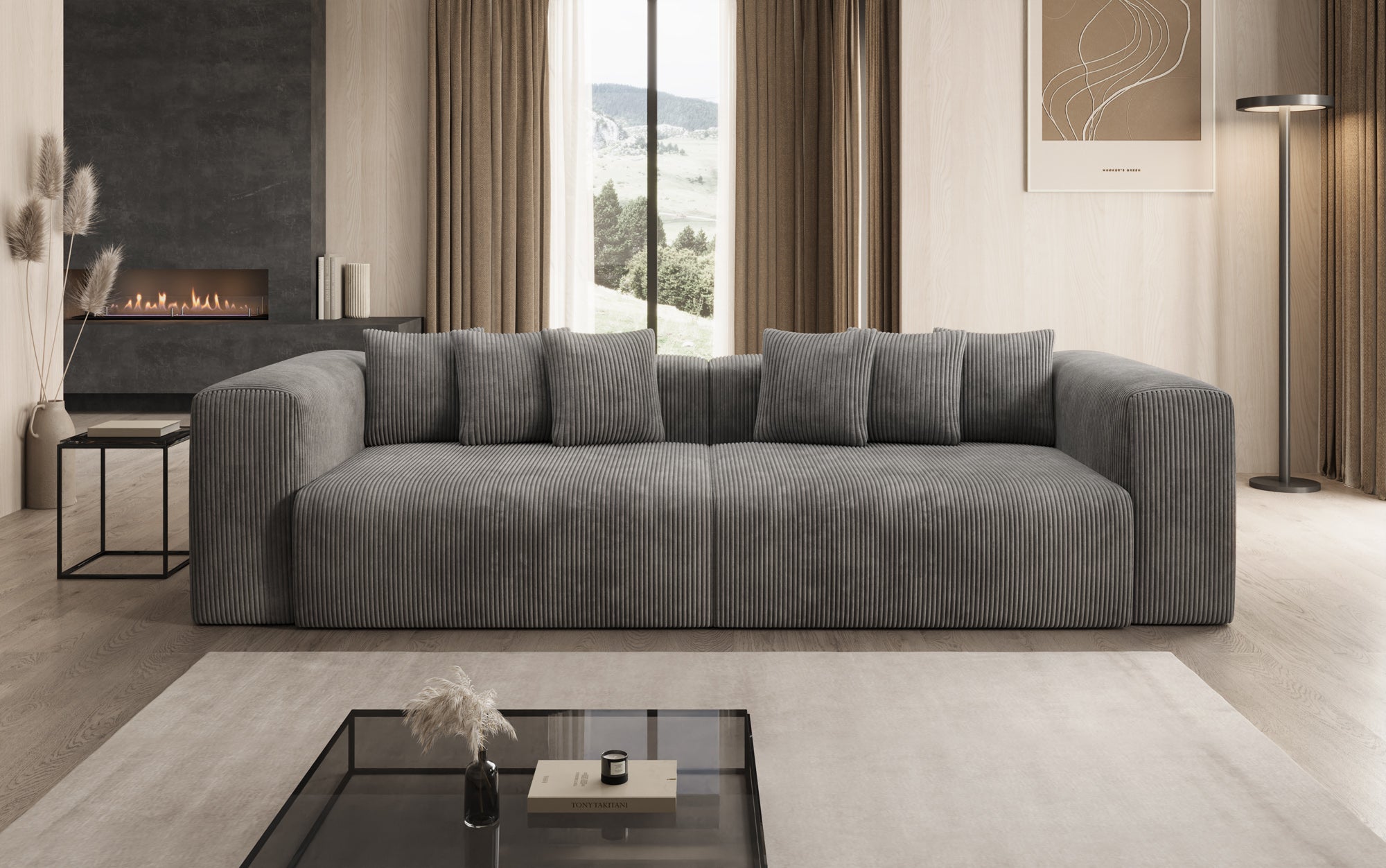 Designbank Tully 3-zits in Ribstof