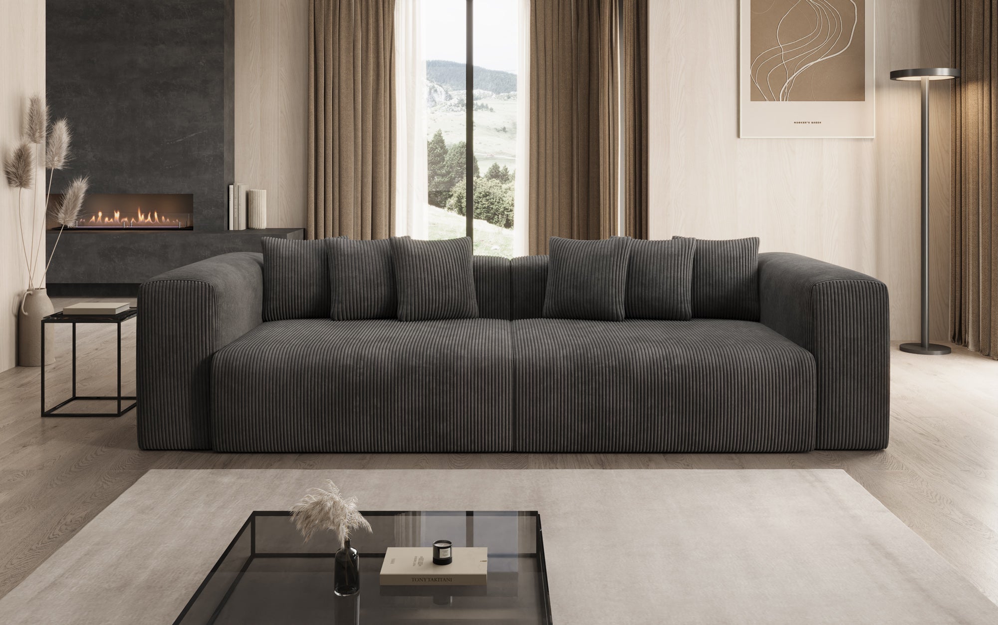 Designbank Tully 3-zits in Ribstof