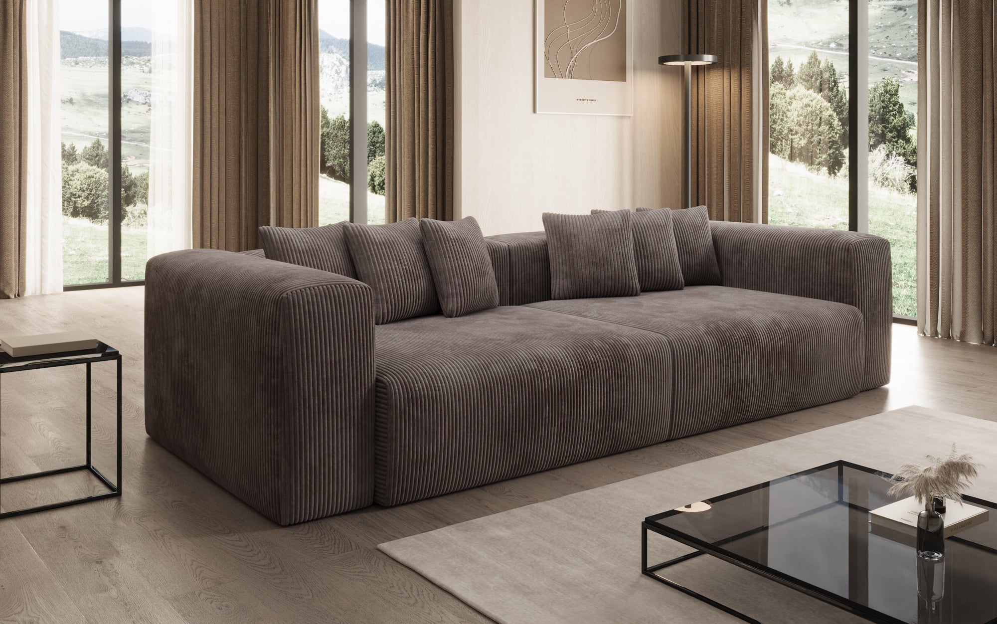 Designbank Tully 3-zits in Ribstof