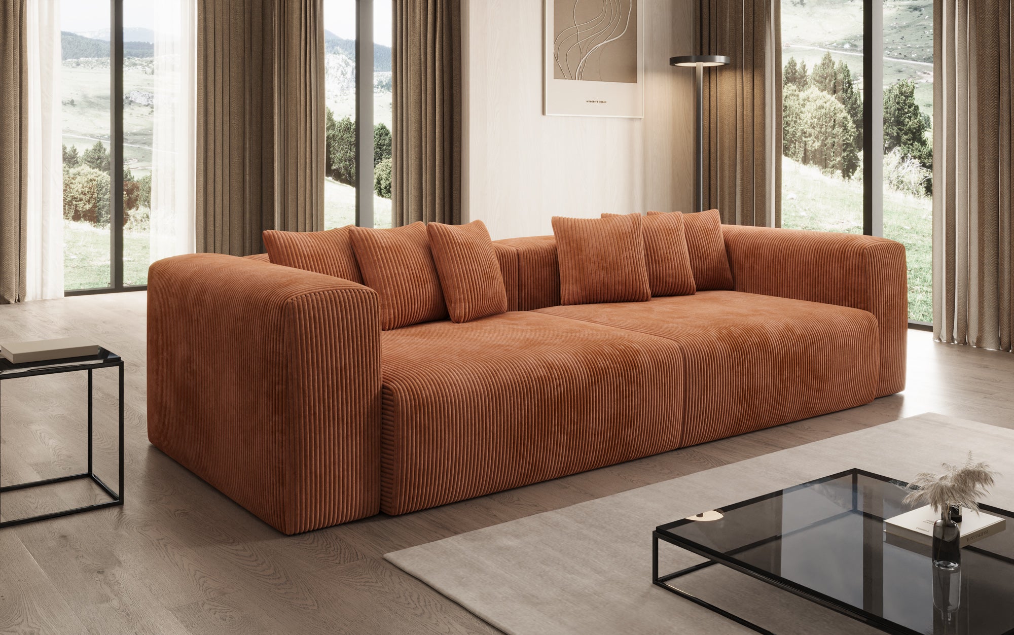 Designbank Tully 3-zits in Ribstof