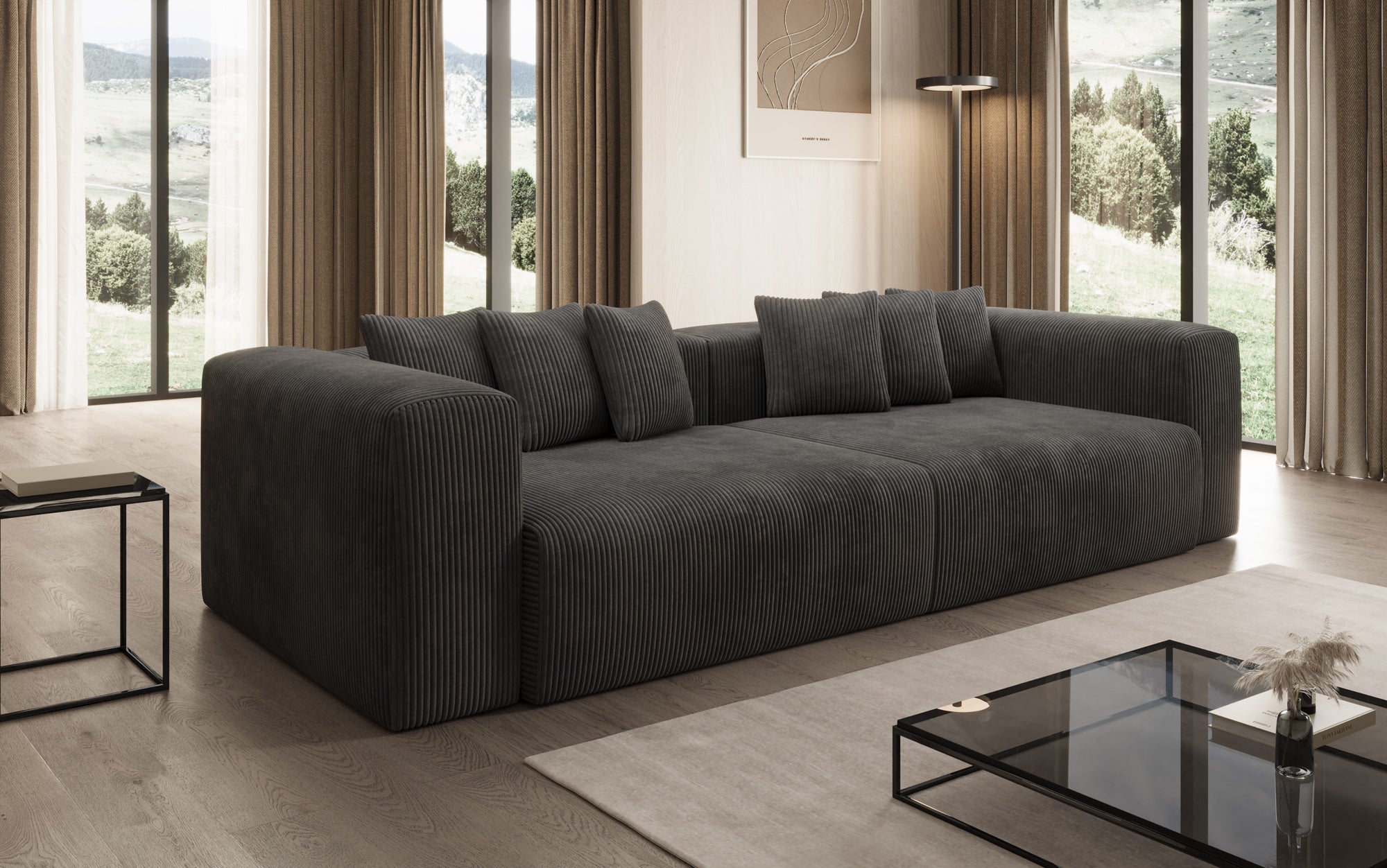 Designbank Tully 3-zits in Ribstof