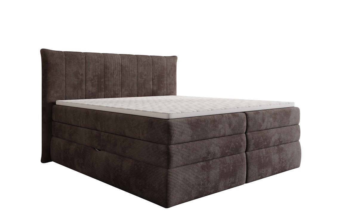 Boxspringbed Stella met opbergruimte in Ribstof