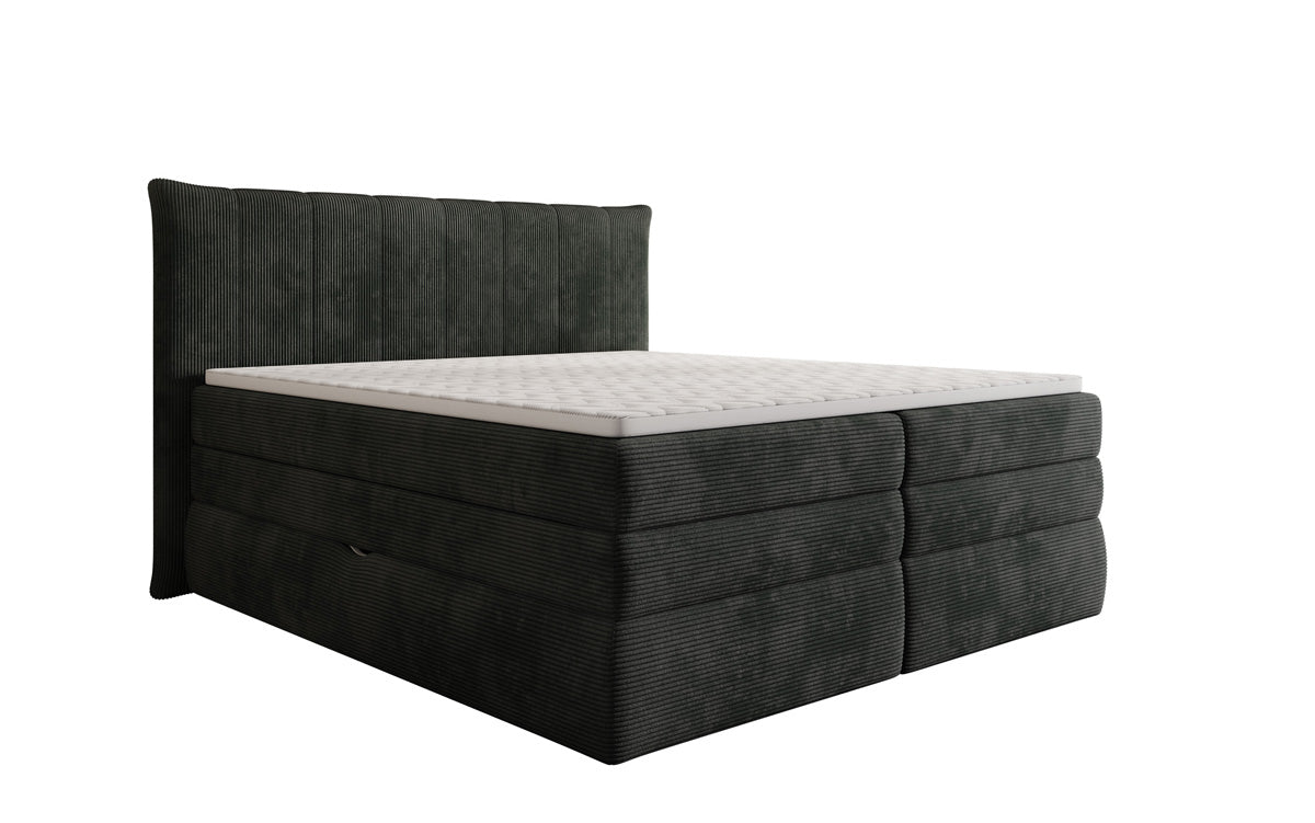 Boxspringbed Stella met opbergruimte in Ribstof