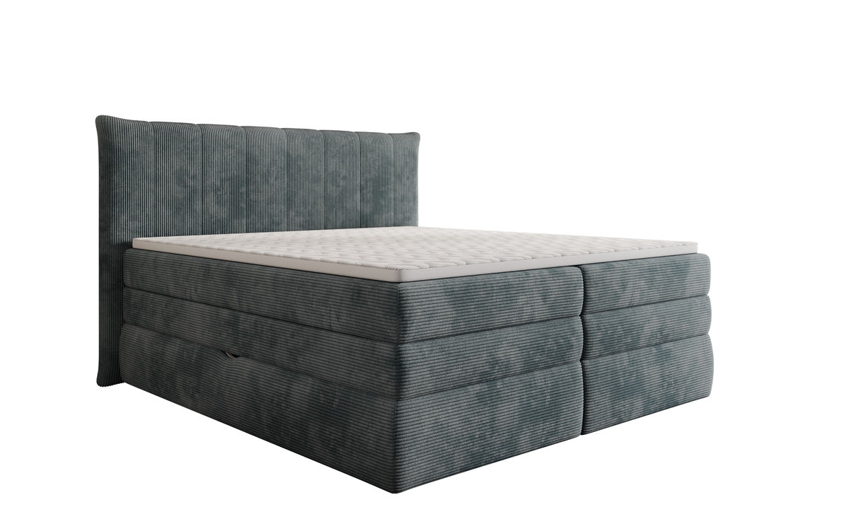 Boxspringbed Stella met opbergruimte in Ribstof