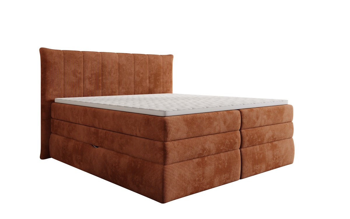 Boxspringbed Stella met opbergruimte in Ribstof