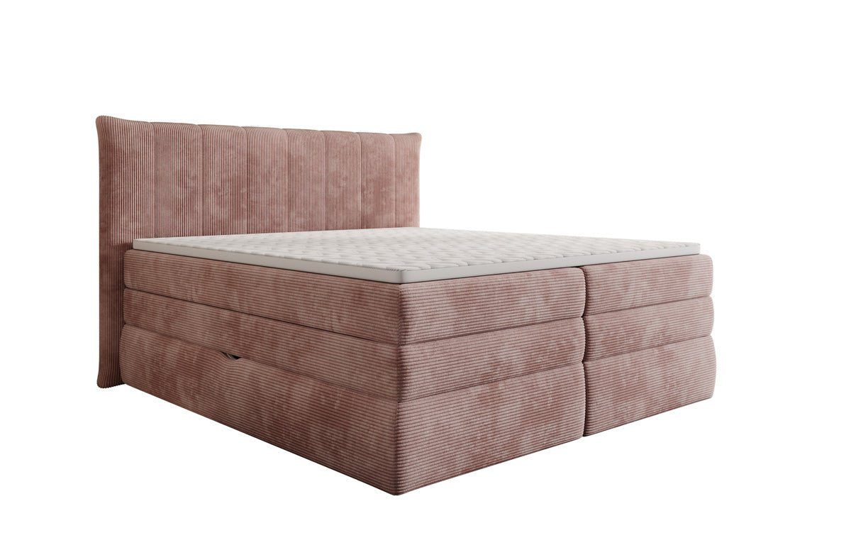 Boxspringbed Stella met opbergruimte in Ribstof
