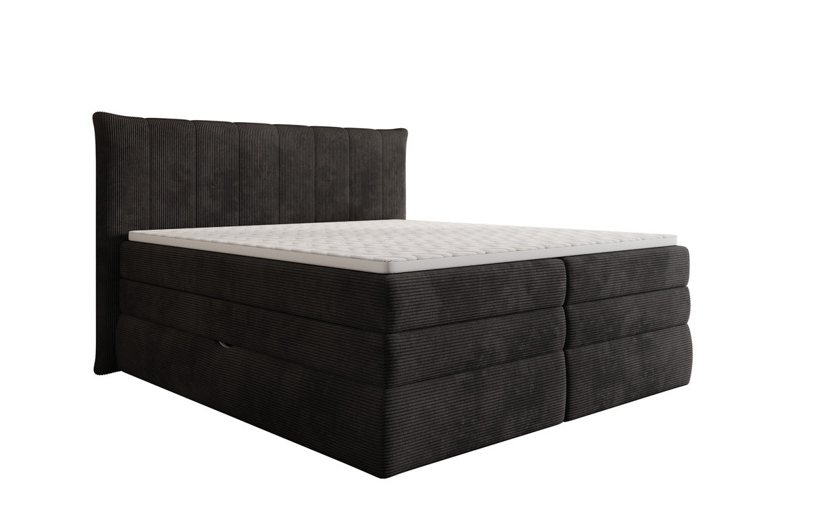 Boxspringbed Stella met opbergruimte in Ribstof
